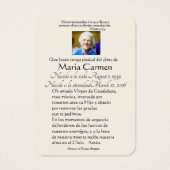 Spanische Guadalupe Mary Beerdigung Gebete Heilige (Rückseite)