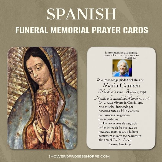 Spanische Guadalupe Mary Beerdigung Gebete Heilige