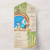 Spanische handgemalte Wasserfarbe Altes Mexiko Hoc All In One Einladung (Innen Boden)