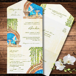 Spanische handgemalte Wasserfarbe Altes Mexiko Hoc All In One Einladung