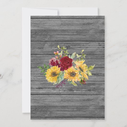 Spanische Hochzeit Burgund Sonnenblume Nuestra Bod Einladung (Rückseite)