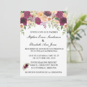 Spanische Hochzeit Burgundy Rosa Blush Bloral Einladung (Stehend Vorderseite)