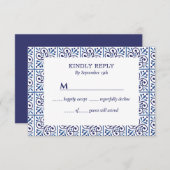 Spanische Hochzeit der Marine Indigo Tile Einladung (Vorne/Hinten)