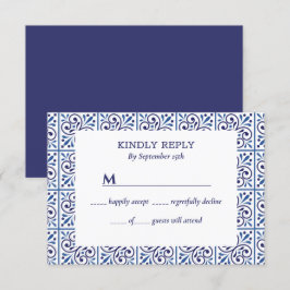 Spanische Hochzeit der Marine Indigo Tile Einladung
