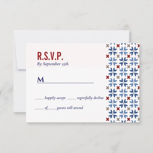 Spanische Hochzeit der Marine Red Tile Einladung (Vorderseite)