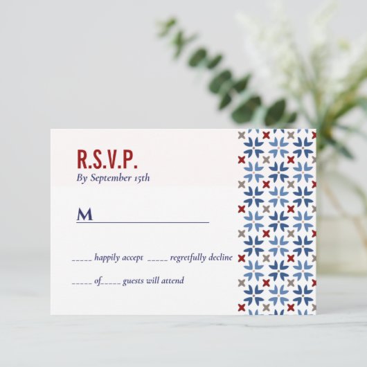 Spanische Hochzeit der Marine Red Tile Einladung (Stehend Vorderseite)