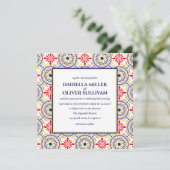 Spanische Hochzeit der Yellow Tile Mediteran VA Einladung (Stehend Vorderseite)
