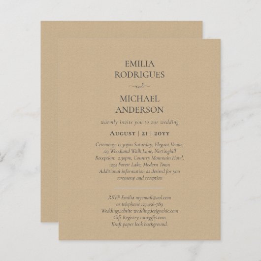 Spanische Hochzeit Einladung BILINGUAL Nuestra Bod (Vorne/Hinten)