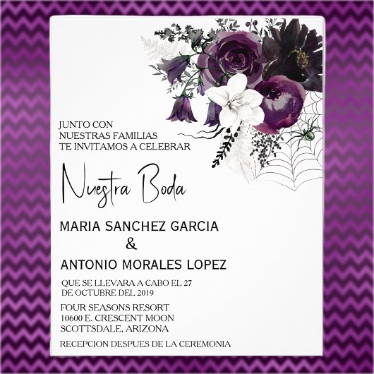 Spanische Hochzeit Halloween Blume Nuestra Boda Flyer