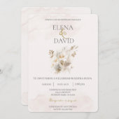 Spanische Hochzeit in Beige Einladung (Vorne/Hinten)