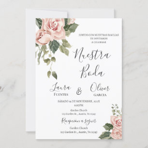 Spanische Hochzeit in Rosa Einladung
