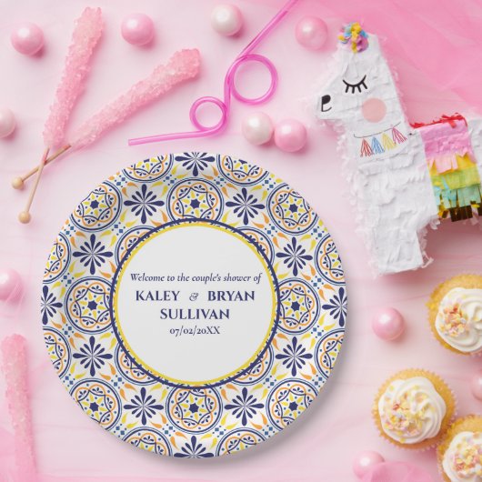 Spanische Hochzeit in Yellow Tile V1 Pappteller (Party)