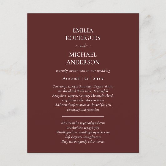 Spanische Hochzeit lädt BILINGUAL Budget Boda ein Flyer (Vorne)