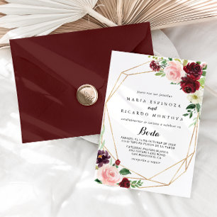 Spanische Hochzeit mit goldener Geometrie Einladung