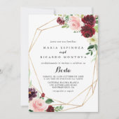 Spanische Hochzeit mit goldener Geometrie Einladung (Vorderseite)