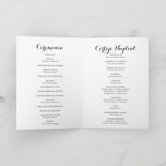 Spanische Hochzeit Programm (Innenseite)