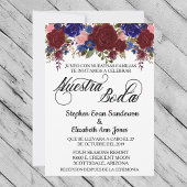 Spanische Hochzeit Rose Burgund Navy Nuestra Boda Einladung