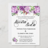 Spanische Hochzeit Rose Lila Lavender Nuestra Boda Einladung (Vorderseite)