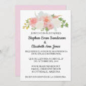 Spanische Hochzeit Rose Rosa Rosa Elfenbeinküste Einladung (Vorne/Hinten)