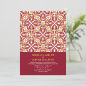 Spanische Hochzeit Roter Orange Tile Mittelmeer V2 Einladung (Stehend Vorderseite)
