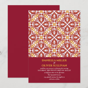 Spanische Hochzeit Roter Orange Tile Mittelmeer V2 Einladung