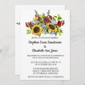 Spanische Hochzeit Sonnenblume Burgund Rustikal Einladung (Vorne/Hinten)