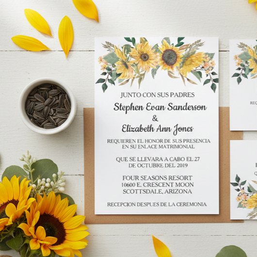 Spanische Hochzeit Sonnenblumen Einladung