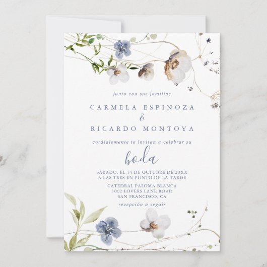 Spanische Hochzeit von Wildwäldern Einladung (Vorderseite)