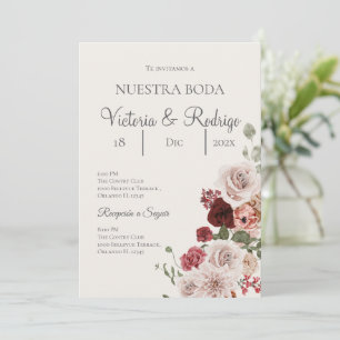 Spanische Hochzeitseinladung mit Blumenmotiv Einladung