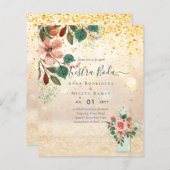 Spanische Hochzeitseinladungen Burgund Floral (Vorne/Hinten)