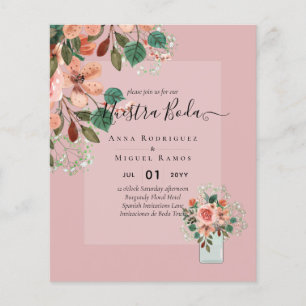 Spanische Hochzeitseinladungen Burgund Floral Flyer