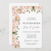 Spanische Hochzeitsfeier in pfirsichfarbener Rose Einladung (Vorne/Hinten)
