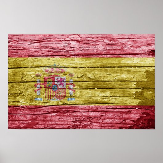 Spanische Holzflagge Poster (Vorne)