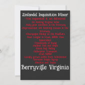 Spanische Inquisition Wein Käse Dinnerparty 2049 Einladung (Rückseite)