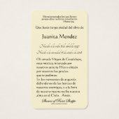 Spanische Jesuskind Rose Religiöse Gebetskarte (Rückseite)