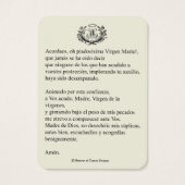 Spanische Jungfrau Mary Prayer Memorare Heilige Ka (Rückseite)