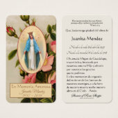 Spanische Jungfrau Mary Religious Prayer Card (Vorne & Hinten)
