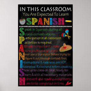 Spanische Klassenregeln Druckplakat Poster