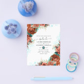 Spanische Koralle und Aquamarine Blumenhochzeit Flyer (Einzeln)