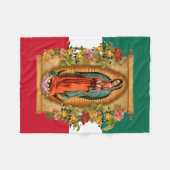 Spanische Lady von Guadalupe Mexikanische Flagge R Fleecedecke (Vorderseite (Horizontal))
