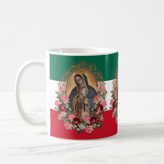 Spanische Lady von Guadalupe Mexikanische Flagge R Kaffeetasse (Links)