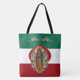 Spanische Lady von Guadalupe Mexikanische Flagge R Tasche