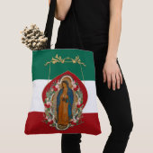 Spanische Lady von Guadalupe Mexikanische Flagge R Tasche (Von Nahem)