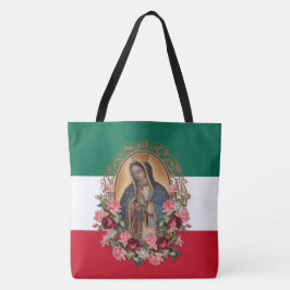 Spanische Lady von Guadalupe Mexikanische Flagge R Tasche