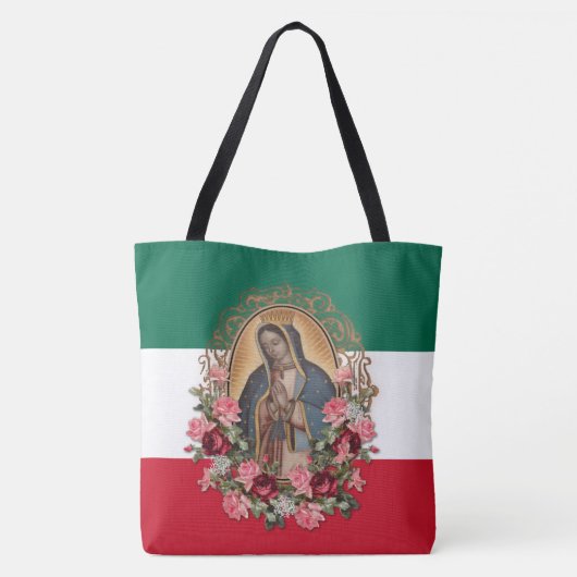 Spanische Lady von Guadalupe Mexikanische Flagge R Tasche (Rückseite)