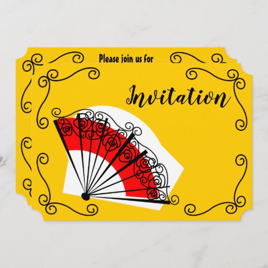 Spanische Lüfterecken Einladung horizontal (Vorne/Hinten)