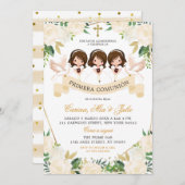 Spanische Mädchen Sibling Erste Heilige Kommune Einladung (Vorne/Hinten)