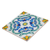 Spanische Majolika Blaue Blumenmosaik Fliese (Seite)
