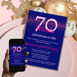 Spanische Marine Hot Pink Chic Frauen 70. Geburtst Einladung