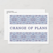Spanische Marine Indigo Tile Änderung der Pläne WE Ankündigungspostkarte (Vorne/Hinten)